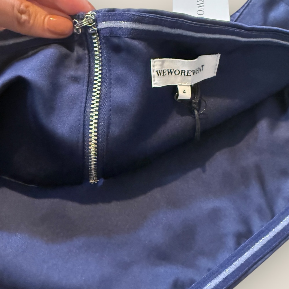 WeWoreWhat | Duchess Satin Bandeau Top | Navy | Size 4 | NWT - Picture 6 of 8
